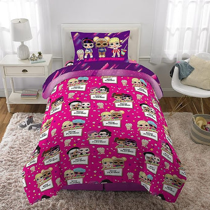 Franco Kids Bedding Super Soft Comforter and Sheet Set, 4 Piece Twin Size, LOL Surprise