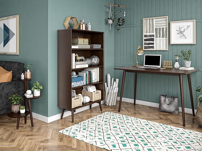 Novogratz Brittany 4 Shelf Bookcase, Walnut