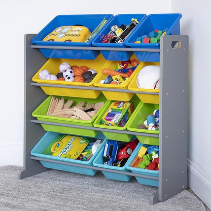 Humble Crew Toy Storage Organizer, Grey/Blue/Green/Yellow 34x11x31 inches,12x9x6 inches,16xx12x6 inches