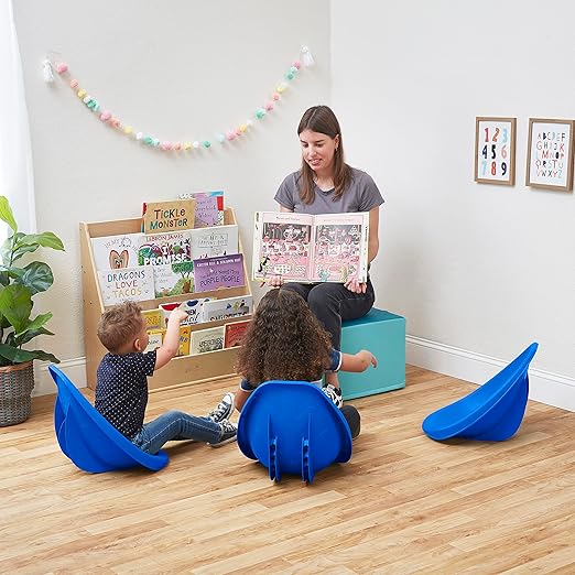 ECR4Kids Leaf Floor Seat, Rocker Chair, Blue, 6-Piece
