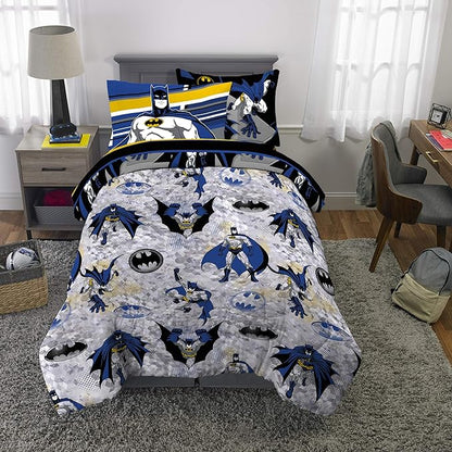 Franco Kids Bedding Super Soft Comforter and Sheet Set with Sham, 5 Piece Twin Size, Batman