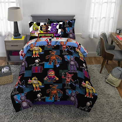 Franco Kids Bedding Super Soft Comforter and Sheet Set with Sham, 5 Piece Twin Size, Five Nights At Freddy's