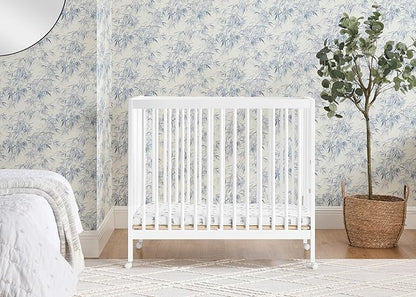 Delta Children Mia Portable Folding Mini Crib with 1.5-Inch Mattress - Greenguard Gold Certified, Bianca White