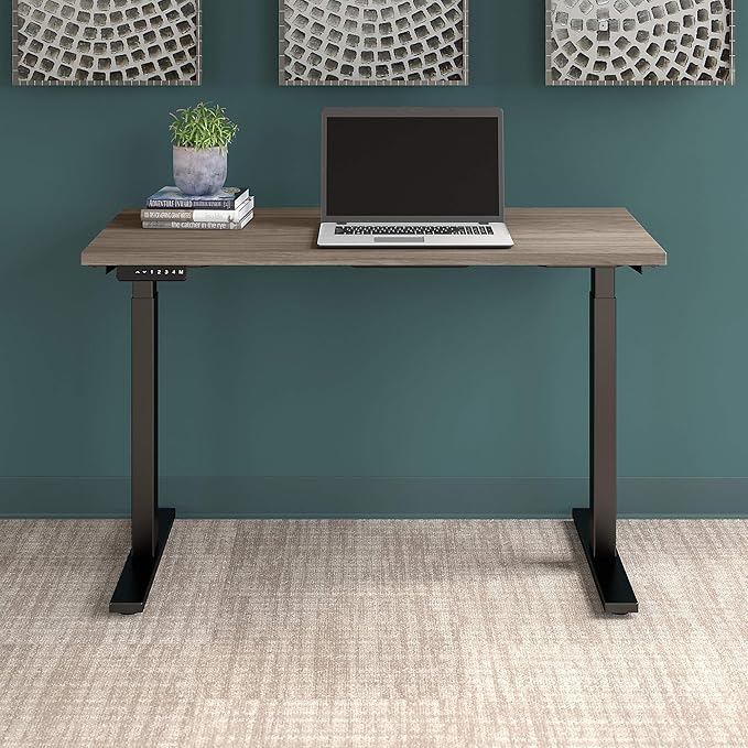 Bush Business Furniture Move 60 Electric Ergonomic Sit-Stand Computer Table for Home and Professional Office, 48W x 24D, Modern Hickory