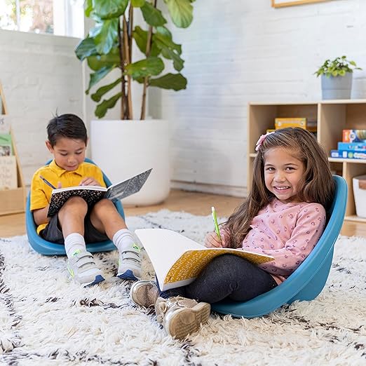 ECR4Kids Leaf Floor Seat, Rocker Chair, Peacock Blue, 6-Piece
