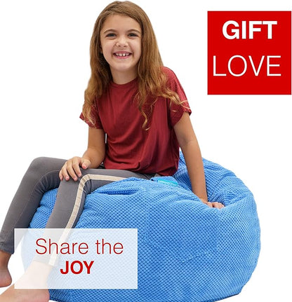 EMMandSOPHIE Kids Bean Bag Chair - Bean Bag Chair Kids- Toddler Bean Bag Chair- Bean Bag Stuffed Animal Storage -Bean Bag Chairs for Kids -Stuffed Animal Bean Bag Storage - Kid Bean Bag Chair
