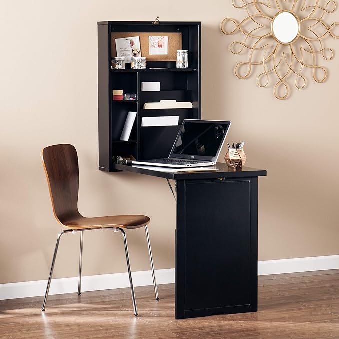 SEI Furniture Convertible Desk, 32.00 in. H x 22.00 in. W x 6.00 in. D, Black
