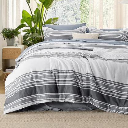 Bedsure Bed in a Bag Full 7 Pieces - Striped Beddding sets, Full Comforter Sets with Comforter, Fitted Sheet, Flat Sheet, Pillowcase & Shams