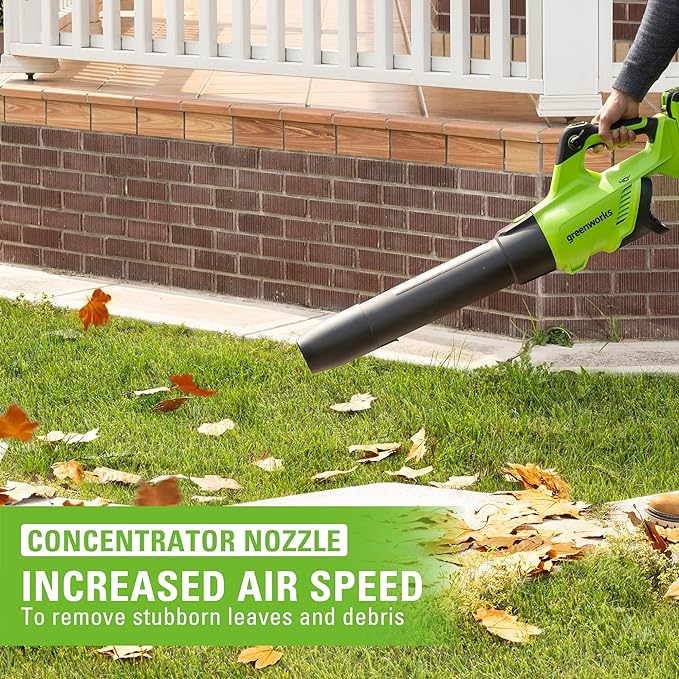 Greenworks 40V (160 MPH / 700 CFM) Cordless Brushless Axial Leaf Blower, 8.0Ah Battery and Charger Included