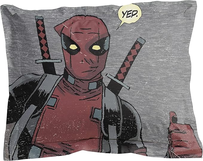 Jay Franco Marvel Deadpool Bite Me Queen Comforter & Sham Set - Super Soft Kids Bedding - Fade Resistant Microfiber (Official Marvel Product)