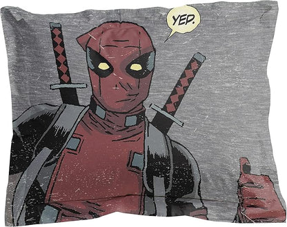 Jay Franco Marvel Deadpool Bite Me Queen Comforter & Sham Set - Super Soft Kids Bedding - Fade Resistant Microfiber (Official Marvel Product)