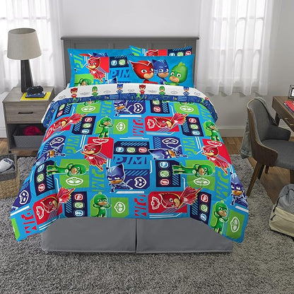 Franco Kids Bedding Super Soft Comforter and Sheet Set with Sham, 7 Piece Full Size, PJ Masks