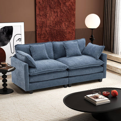 Ihanherry 111.4" L Shaped Modern Sofa Modular Sectional Cloud Couch with Ottoman, 4-Seat Chenille Deep Seat Sofa with Pillow for Living Room, Bedroom and Apartment, Beige