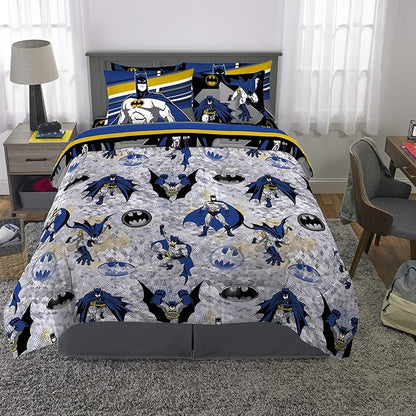 Franco Kids Bedding Super Soft Comforter and Sheet Set with Sham, 7 Piece Full Size, Batman