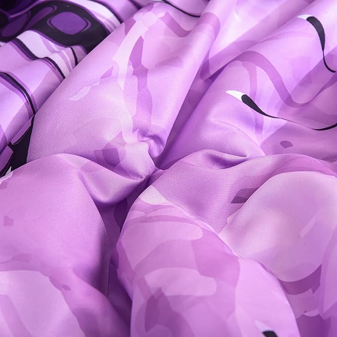 Btargot 3 Piece Purple Butterfly Girls Kids Adults Full Size Comforter Set, Lightweight Soft All Season Bedding Set with 2 Pillowcases
