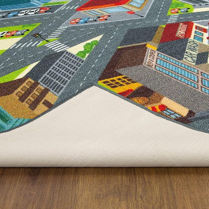 KC CUBS Road Play Map City Car Vehicle Traffic Educational Learning & Fun Game Area Non Slip Boy & Girl Kids Rug Carpet for Children Bedroom, Toddler Classroom & Baby Playroom Mat, Playtime Activity