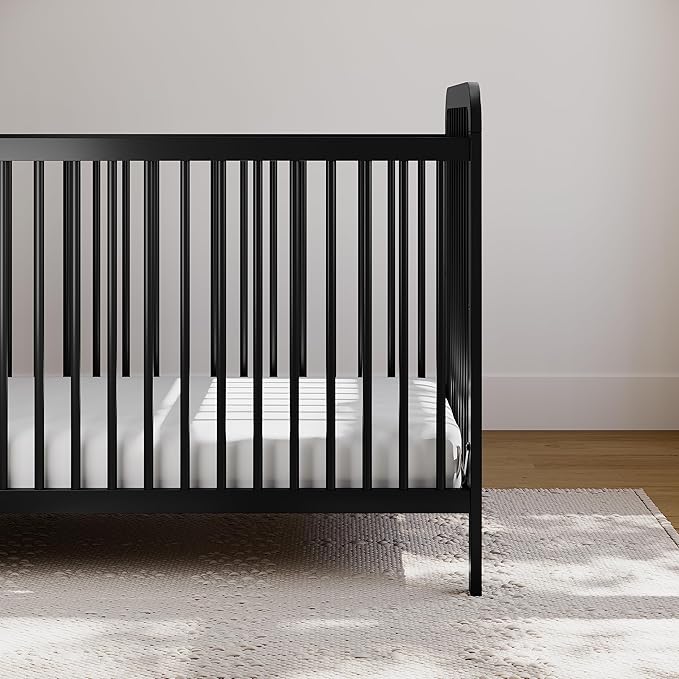 Storkcraft Pasadena 3-in-1 Convertible Crib (Black) – GREENGUARD Gold Certified, Converts to Daybed and Toddler Bed, Fits Standard Full-Size Crib Mattress, Adjustable Mattress Height