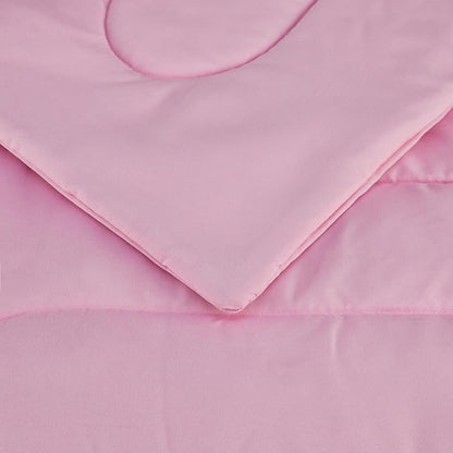 Amazon Basics 7 Piece Microfiber Kid's Bed-in-a-Bag Bedding Set, Full/Queen, Pink, Solid