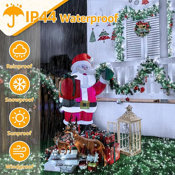 Ollny Cluster Lights for Christmas Tree, 400LED 20ft Cool White Christmas Lights Outdoor 8 Modes Timer Remote, Waterproof String Lights for Indoor Outside Garland Xmas Decorations