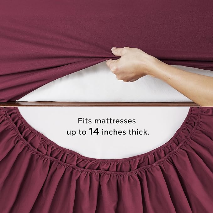 Bedsure Burgundy Full Size Comforter Set - 7 Pieces Solid Full Bed in a Bag, Full Bed Set Burgundy with Comforters, Sheets, Pillowcases & Shams