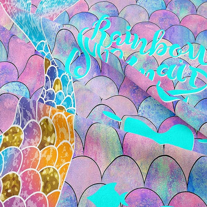 NINENINE Blue and Purple Mermaid Tail Comforter Sets for Girls,Full Size Rainbow Princess Bedding,Girly Glitter Comforter Sets,Sparkly Fish Scales Bedding Sets with 1 Comforter 2Pillowcases