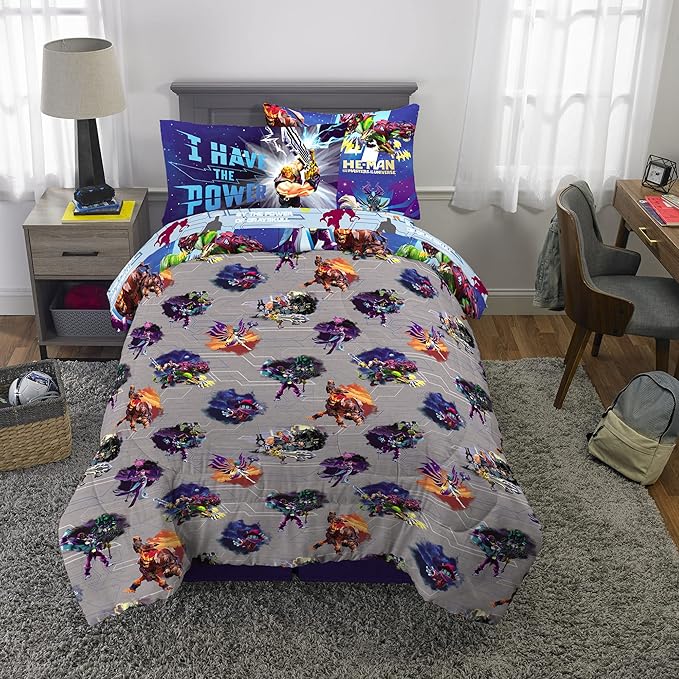 Franco Kids Bedding Super Soft Comforter and Sheet Set with Sham, 5 Piece Twin Size, He-Man and the Masters of the Universe