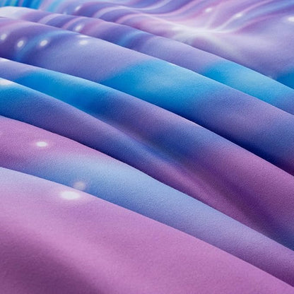Btargot Super Soft 6 Pieces Gradient Star Ring Comforter Set, Colorful Glitter Rainbow Star Pattern Bedding Set for Boys Girls Teens, Full Purple