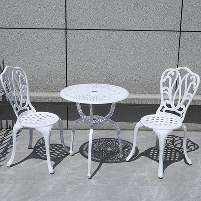 3 Piece Bistro Set,Outdoor Patio Set,Anti-Rust Cast Aluminum Bistro Table Set for Park Yard Front Porch Furniture(New White)…