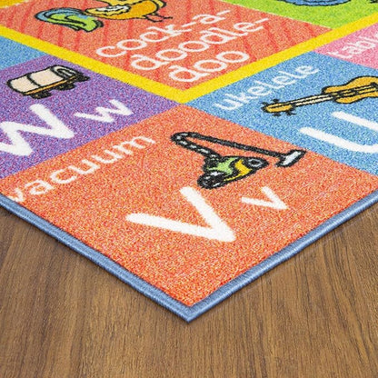 KC Cubs Classroom Rug, Kids Rug and Baby Play Mat ABC Alphabet with Old MacDonald Animals Educational Learning Non Slip Baby Girl & Boy Carpet Children Bedroom Toddler Playroom Floor Mat Nursery Rug