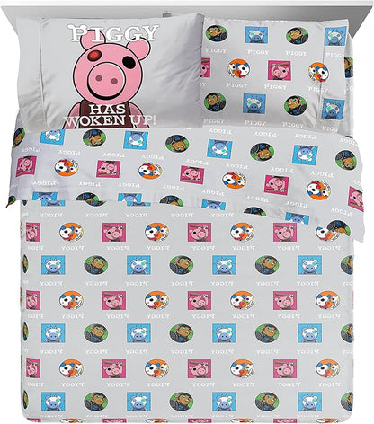 Jay Franco Piggy Join US 7 Piece Queen Size Bed Set - includes Comforter & Sheet Set - Super Soft Fade Resistant Polyester (Official Piggy Product)
