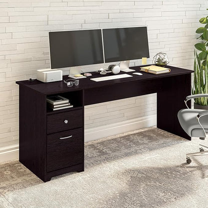 Bush Furniture Cabot 72W Computer Desk with Drawers in Espresso Oak
