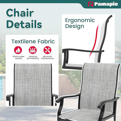 Pamapic 5 Pieces Patio Dining Set, Outdoor Dining Set for Garden Backyard Poolside Deck,Outdoor Table and Chairs Set with 4 Textilene Chairs,Gray