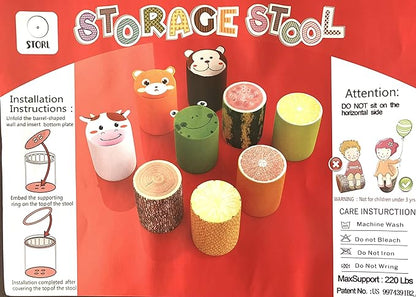 Storl Organizer Storage Stool for Toy and Cloth and Kids Stool (Cow, 12Wx13H)