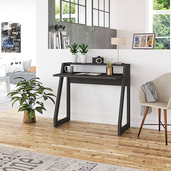Computer Desk for Bedroom, Office & Small Spaces - Writing Desk Ideal for Students, Kids, Adults - Modern Design Compact Desk with Display Shelf