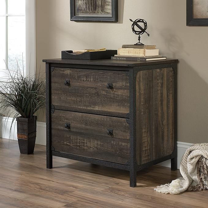 Sauder Steel River Lateral File, L: 30.08" x W: 20.75" x H: 29.53", Carbon Oak Finish