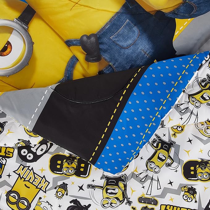 Franco Kids Bedding Super Soft Comforter and Sheet Set, 4 Piece Twin Size, Minions The Rise Of Gru