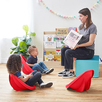 ECR4Kids Leaf Floor Seat, Rocker Chair, Red, 6-Piece