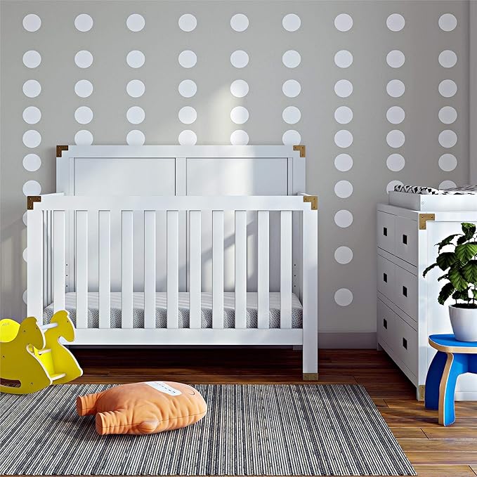 Baby Relax Miles 5-in-1 Convertible Crib, Nursery Furniture, Classic White