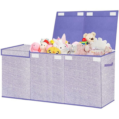Toy Storage Box for Kids,Extra Large Toy Box Chest with Lids,Foldable Toy Organizers and Storage Bins with Handles for Nursery,Home,Office 35.8"x12.6"x16"(Purple)