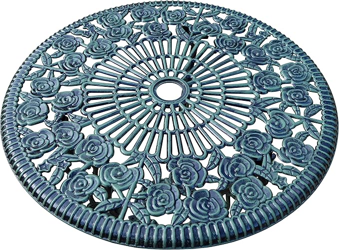 Oakland Living Cast Aluminum Conversation Metal Antique 3 Piece Patio Rose Bistro Set, Verdi Green
