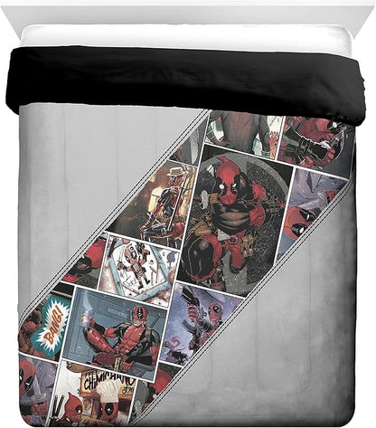 Jay Franco Marvel Deadpool Bite Me Queen Comforter & Sham Set - Super Soft Kids Bedding - Fade Resistant Microfiber (Official Marvel Product)