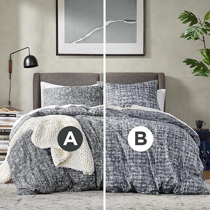 Hyde Lane Comforter King Size for Men, Grey Modern Farmhouse Aesthetic Soft Bedding Set, Masculine Plaid Lines Pattern Bed Sets for All Season, 3 Pieces includes 1 Comforter, 2 Shams (104"x 90")