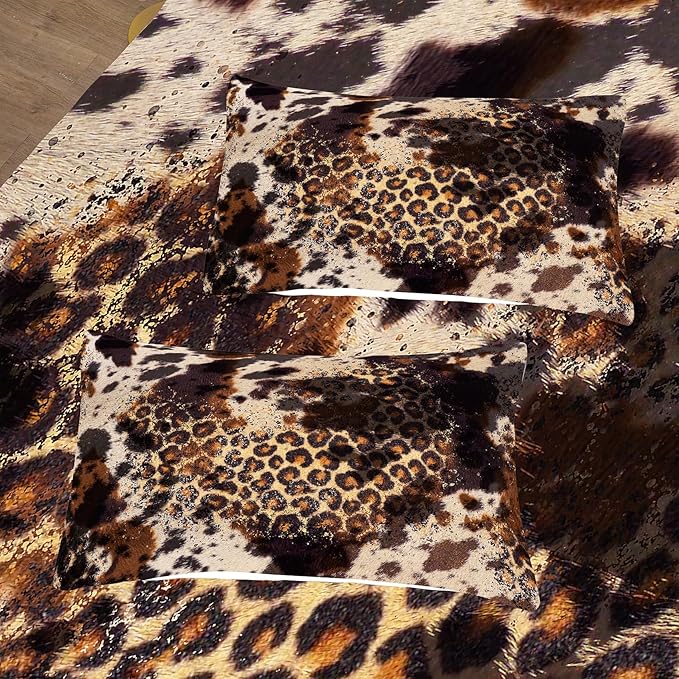 Tailor Shop Cow Print Comforter Sets for Boys Kids Teens,Leopard Comforter Set King Size Cow Print Bedding Sets,Leopard Print Comforter with 1 Comforter 2 Pillowcase…