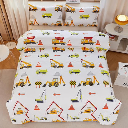 Kids Twin Comforter Set for Boys,Engineering Vehicle Comforter Set Twin,Tractor Comforter,Kids Crane Bedding Sets,Excavator Comforter with 2Pillowcases