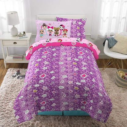 Franco Kids Bedding Super Soft Comforter and Sheet Set with Sham, 5 Piece Twin Size, LOL Surprise
