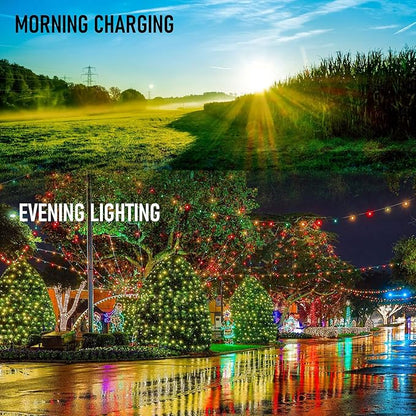 Dazzle Bright 2 Pack Total 400LED 132FT Warm White Christmas Solar String Outdoor Lights, Solar Powered with 8 Modes Waterproof Fairy Lights for Bedroom Patio Garden Tree Party Yard Decoration