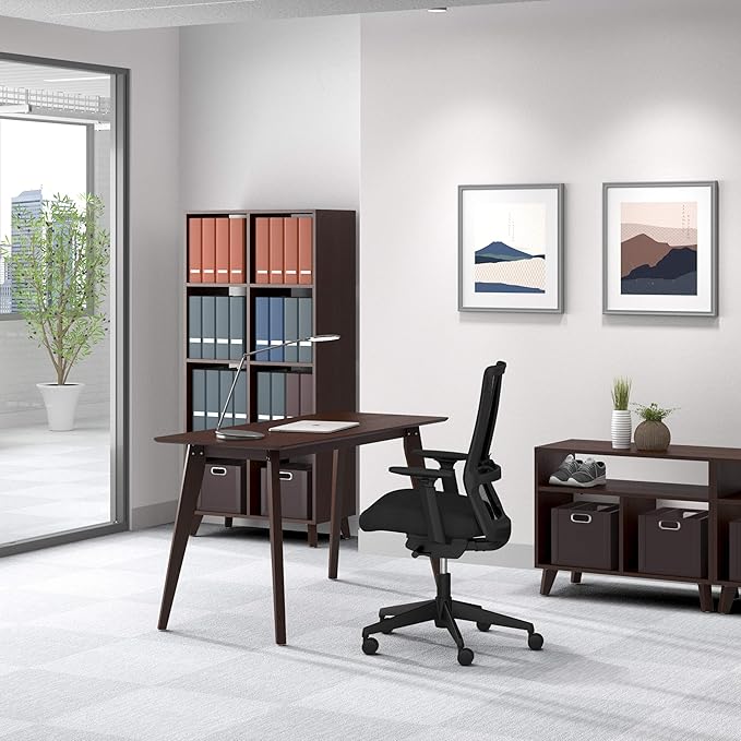 HON Basyx BSX55WPLMWMW Modern Home Office Wood Computer Desk, 55", Walnut