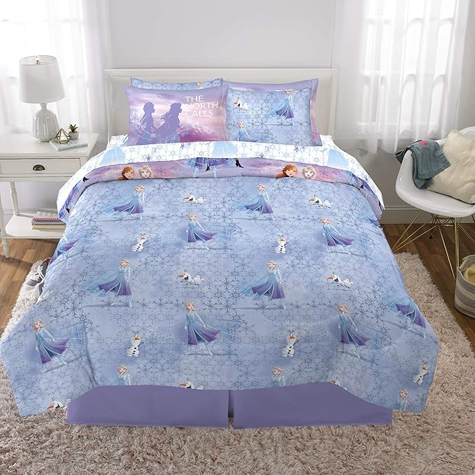 Disney Frozen 2 Kids Bedding Super Soft Comforter and Sheet Set with Sham, 7 Piece Full Size, "Official" Disney Product By Franco
