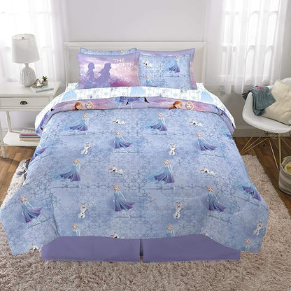 Disney Frozen 2 Kids Bedding Super Soft Comforter and Sheet Set with Sham, 7 Piece Full Size, "Official" Disney Product By Franco
