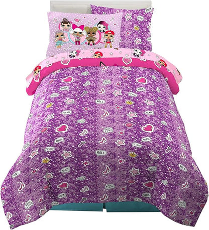 Franco Kids Bedding Super Soft Comforter and Sheet Set with Sham, 5 Piece Twin Size, LOL Surprise